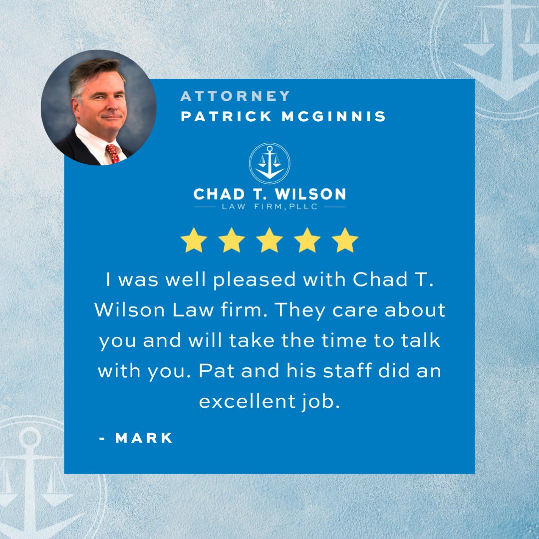 ChadFirm's tweet photo. Thank you for the review Mark!
Learn more about Attorney Patrick Connell McGinnis:
https://t.co/9AMoajleLv
#insuranceattorney #chadtwilsonlaw #insurancelawyer #insurancefraud #bestlawyers #bestattorneys #fivestarservice https://t.co/aILq4KbMg3
