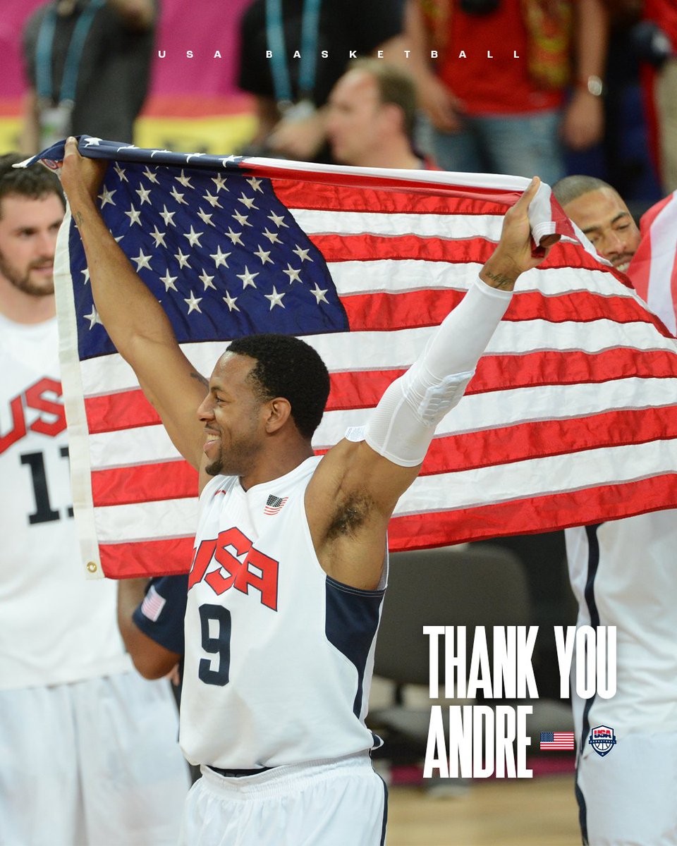 🥇 2010 World Cup
🥇 2012 Olympic Games
🏆🏆🏆🏆 NBA Champion

Congratulations on a storied basketball career @andre! 🇺🇸 #USABfamily