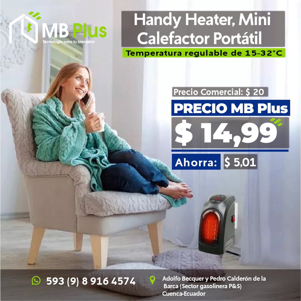 MBPlus5's tweet photo. 💥$ 14.99💥 Handy Heater, #MiniCalefactor Portátil Temperatura Regulable + Temporizador
📲Pedidos: 0989164574
📍#Cuenca ubicación👉 https://t.co/WZ95PFwx72 https://t.co/lJ7t4aFR7a