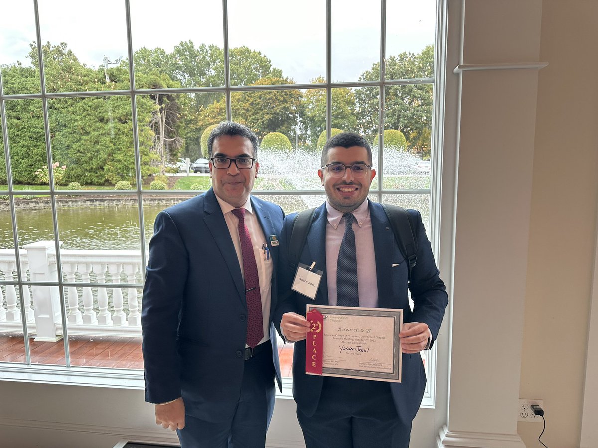 Medhat_Ghaly007's tweet photo. We got a winner! YaaY
Congratulations to Dr. Jamil and Dr. Arora - Second place poster award for research category.
@yasserj94 @YWIMRP @Armenia48844515 @ConnecticutACP @REWeissberger @vjainmd #CTACP23 https://t.co/2UkzB6cBNz