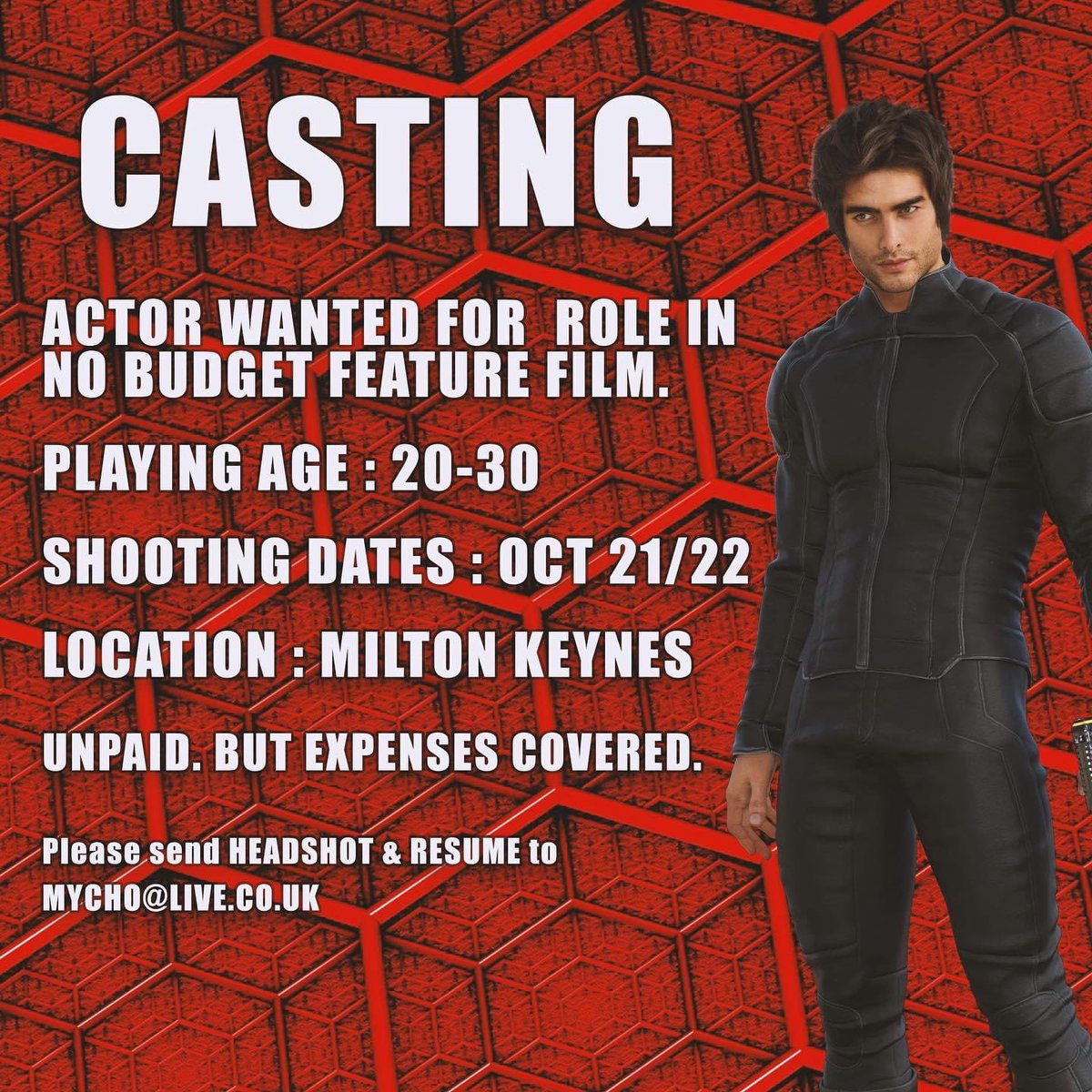 We’re looking for a major role shooting tomorrow in #miltonkeynes - charismatic and fit, Decker Black is a man with brains, brawn and a taste for blood. He’s also got a wit as sharp as his fearsome drills. Cool, comedic character for someone looking to add to their reel. #CASTING