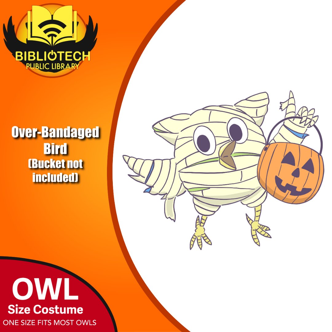 BexarBibliotech's tweet photo. Need a Halloween costume?  We've got you covered...if you're a bird!  Get into the spooky spirit with these purposefully generic designs. #bibliotech #halloween #october #costume #digitallibrary https://t.co/ane18GRoHt