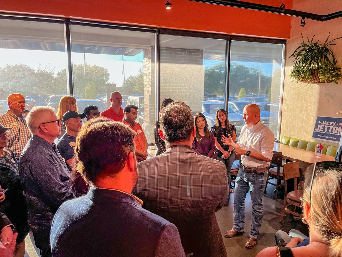 JaceyJetton's tweet photo. And we’re off! Fanny and I are so thankful for our many friends who joined us last night with Governor Perry to kick off our campaign. We are geared up and ready to work hard to continue serving House District 26. We began our work in 2021 during the 87th legislative session and I was honored to be voted Freshman of the Year by the Republican Caucus. We authored and delivered to the Governor over a hundred conservative bills that protect Texas families and preserve our great state for future generations. That’s the measure of effective, conservative republican leadership and we will work to keep delivering that for Texans in HD26.