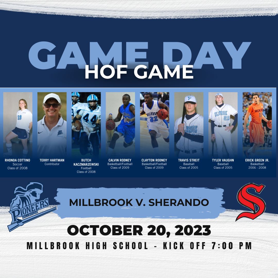GAMEDAY!!! Tonight Millbrook takes on Sherando at 7 p.m. We will also be inducting our HOF class of 2023. Use the link below to purchase tickets online: gofan.co/event/1108567?…