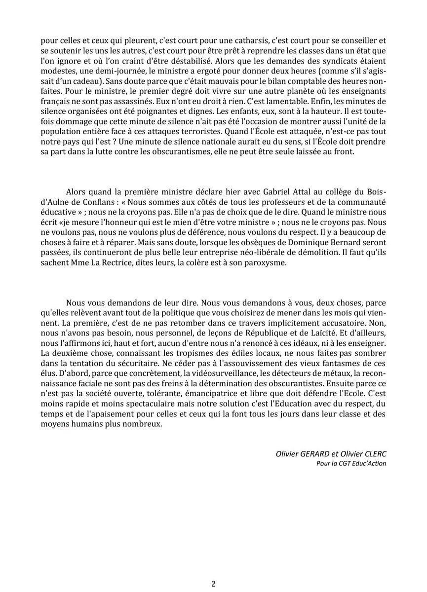 🔴🟡Déclaration de la CGT Educ'Action lors du CSA de l'Académie de Nice cette semaine. La CGT demande à Mme La Rectrice ⬇️ @cgteduc06 @cgtolivier