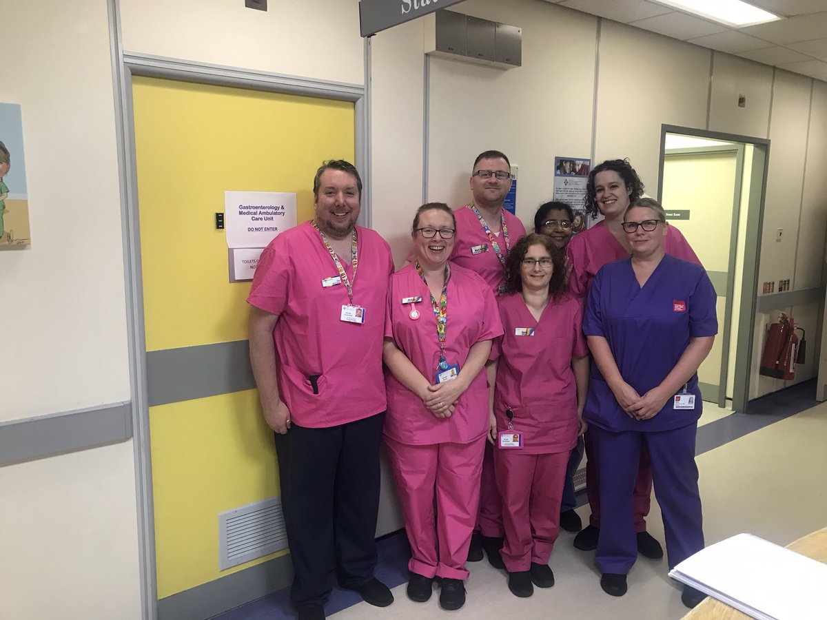 Staff on the Unit have again been in pink scrubs for #WearItPink Breast Cancer Awareness today 👍 <a href="/AneurinBevanUHB/">Aneurin Bevan University Health Board</a>