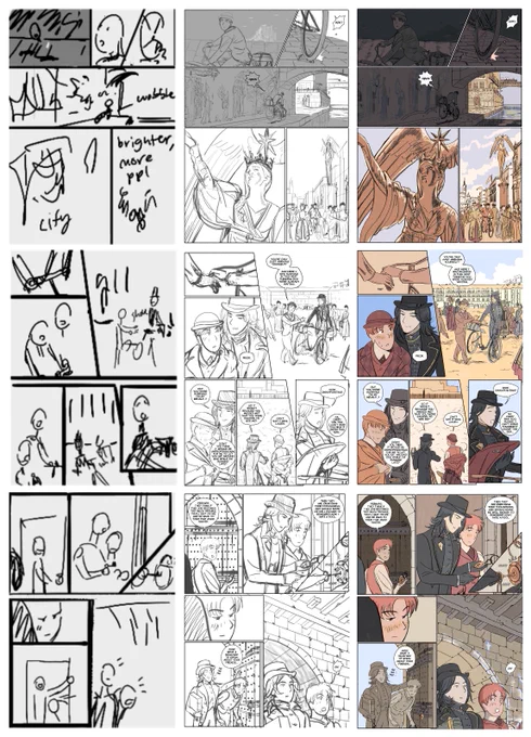 thumbnails &gt;&gt; sketches &gt;&gt; final pages 
