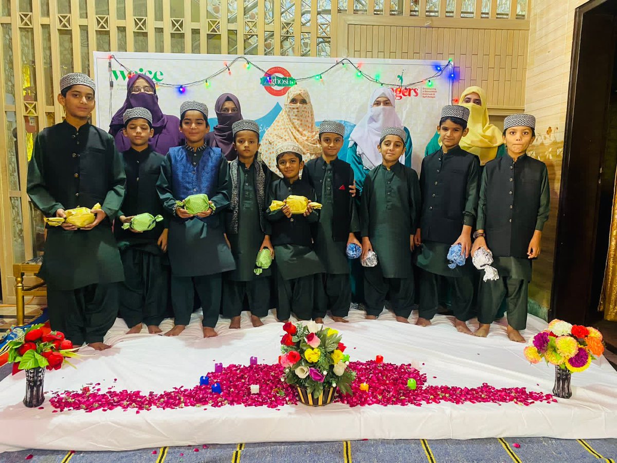 A heartwarming #Milad-un-Nabi (PBUH) gathering took place at #Aghosh Orphan Home Jhelum, organized by #woice and #Eagers. Mrs.Maryam Naeem,the President Mwl Jhelum, gave a lecture on seerah.The woice Department presented lovely gifts and arranged a feast for all the students.