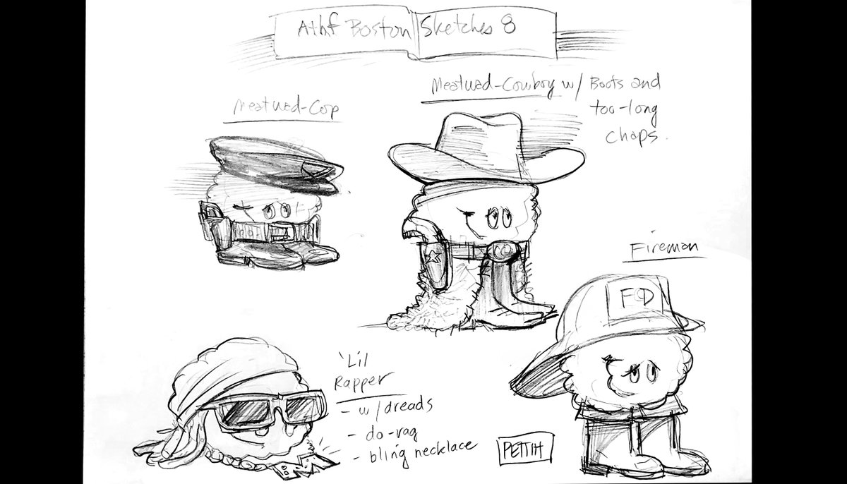 #ATHF art giveaway!
Signed original production sketch sheet of Meatwad in various costumes from the infamous, never-aired "Boston" episode. Pencil on archival paper handmade by Paul Revere. *
Repost to enter. Winner announced Sat. Oct. 28. Good luck!

*Citation needed