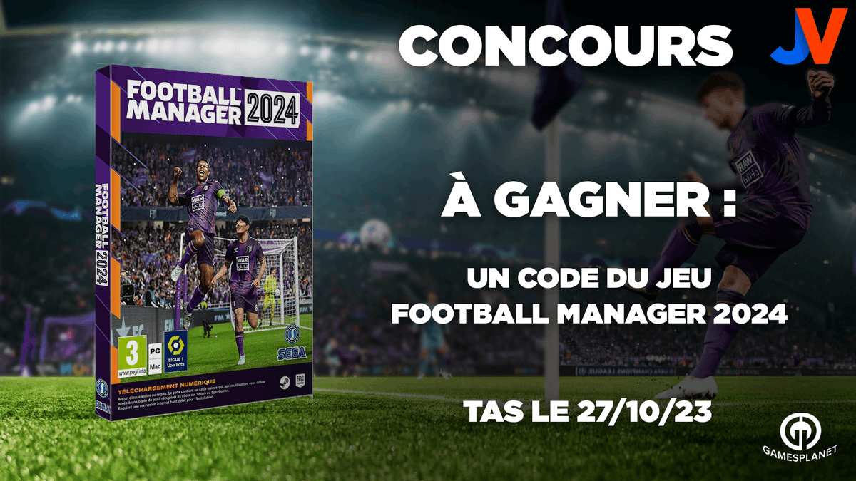 JVCom's tweet image. ⚽🎁 CONCOURS FOOTBALL MANAGER 2024 🎁⚽

Gagnez Football Manger 2024 sur PC qui sort le 6/11 et jouez à l'accès anticipé dès maintenant !

Vous avez aussi -15% sur Gamesplanet pour l'achat du jeu.

🎁  RT+ Follow @JVCom 🎁 

TAS 27/10 : docs.google.com/document/d/1D-…