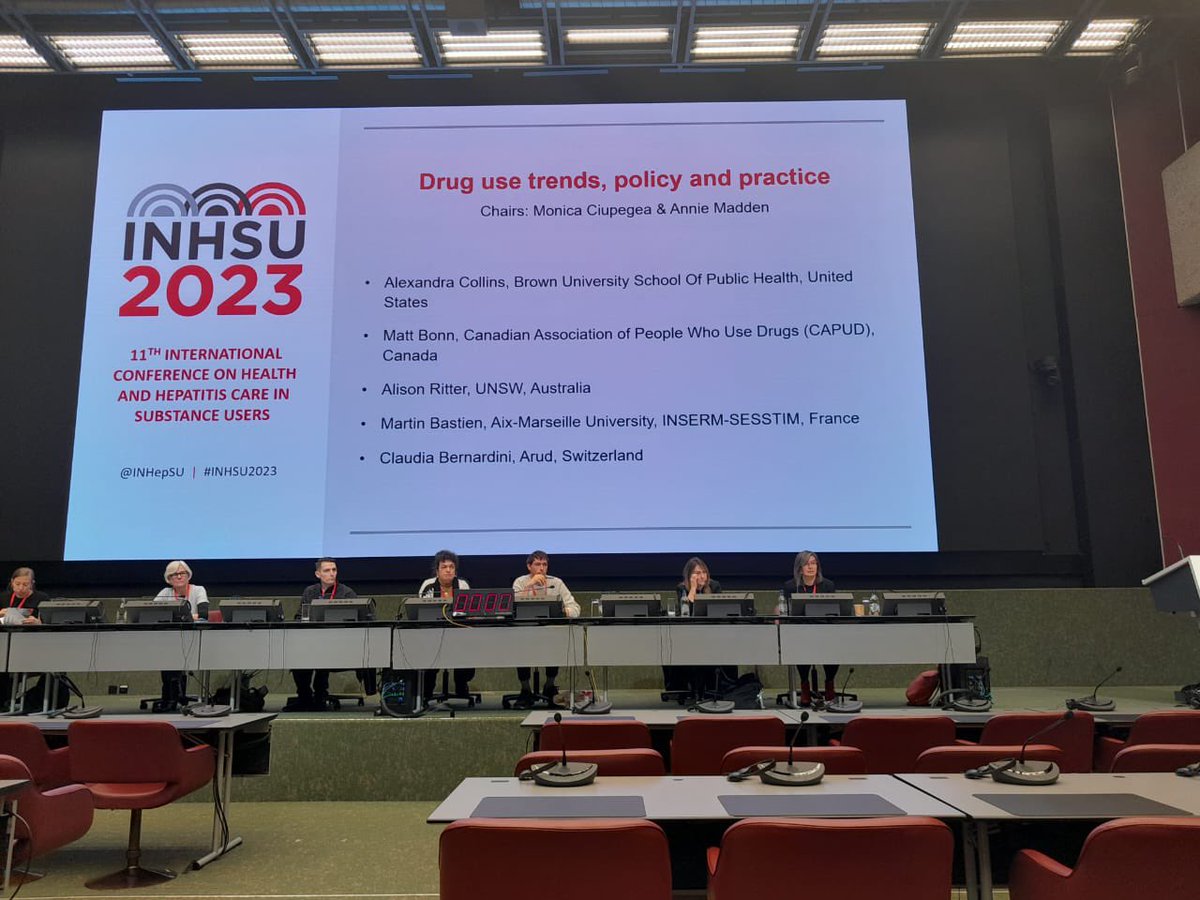 Happy to join <a href="/Annie_Madden_/">Annie Madden (PhD) AO</a> to chair the #INHSU2023 session “Drug use trends, policy and practice” Amazing speakers brought together the perspectives of the communities and of the researchers. #EndInequalitiesEndAIDS #EndStigma