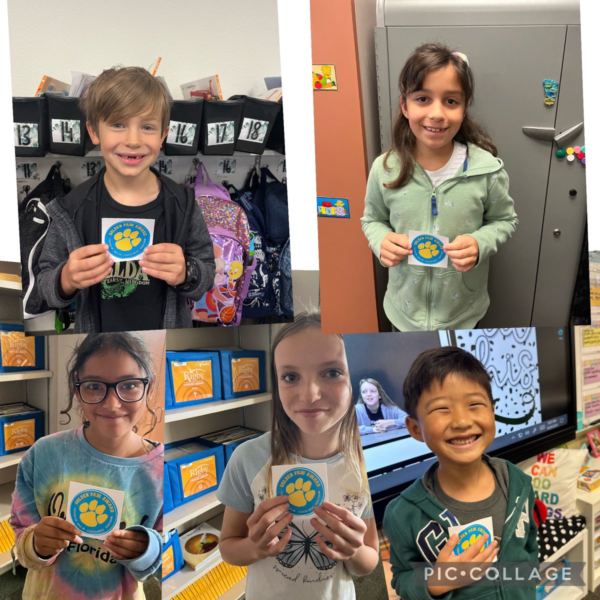 BearCreekElem's tweet photo. Our Golden Paw recipients for the week!! 💙💛🐾 https://t.co/5d7nJKyQi4