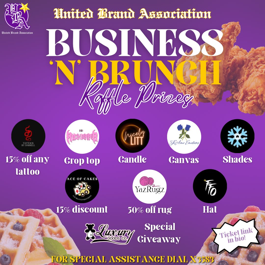 The business brunch is 2 days away ! 🌟 Indulge in delectable dishes while networking and stand a chance to win amazing raffle prizes

#pvamu #blackownedbusiness #businessbrunch #raffleprizes #pv25 #pv26 #pv24 #pv27 #unitedbrandassociation #ubabusinessbrunch