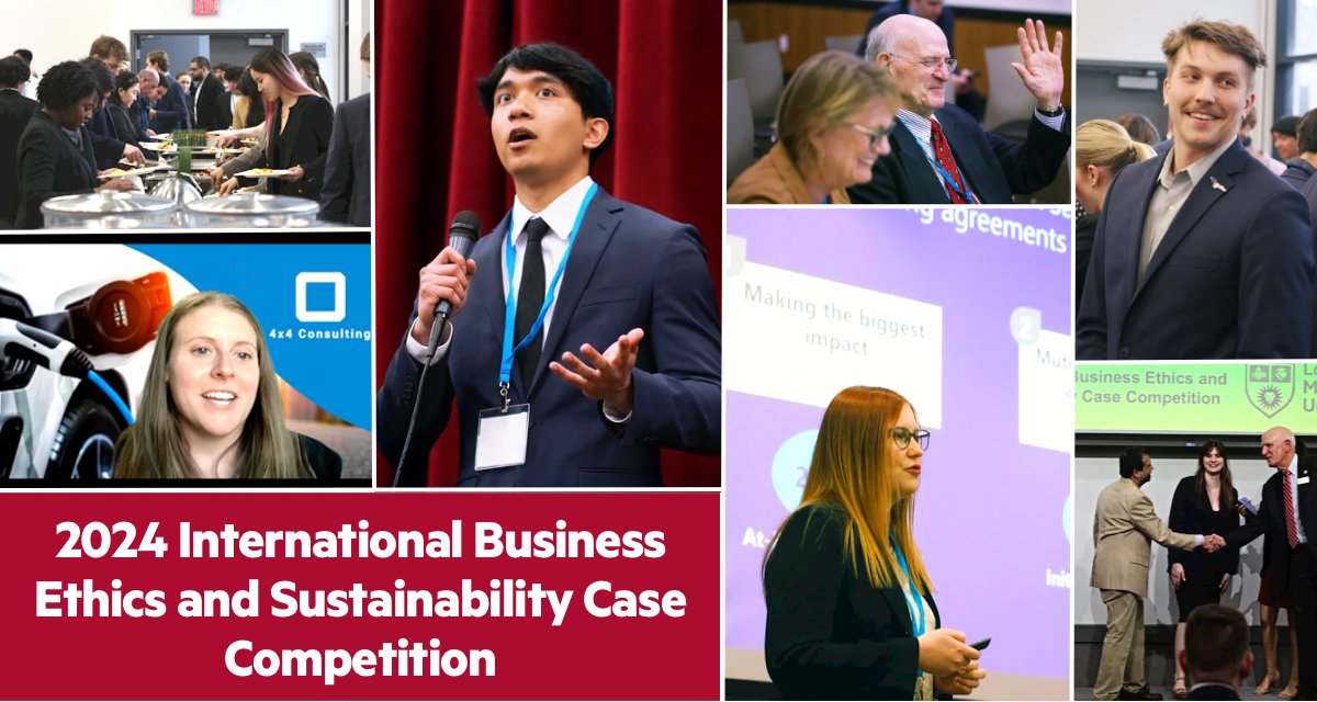 Registration for the 2024 Annual International Business Ethics and Sustainability Case Competition is now open! This year’s competition is a hybrid event taking place the week of April 8-12. More information and registration link via: cba.lmu.edu/centers/ibes/e…
#LMUCBA #LMUIBES