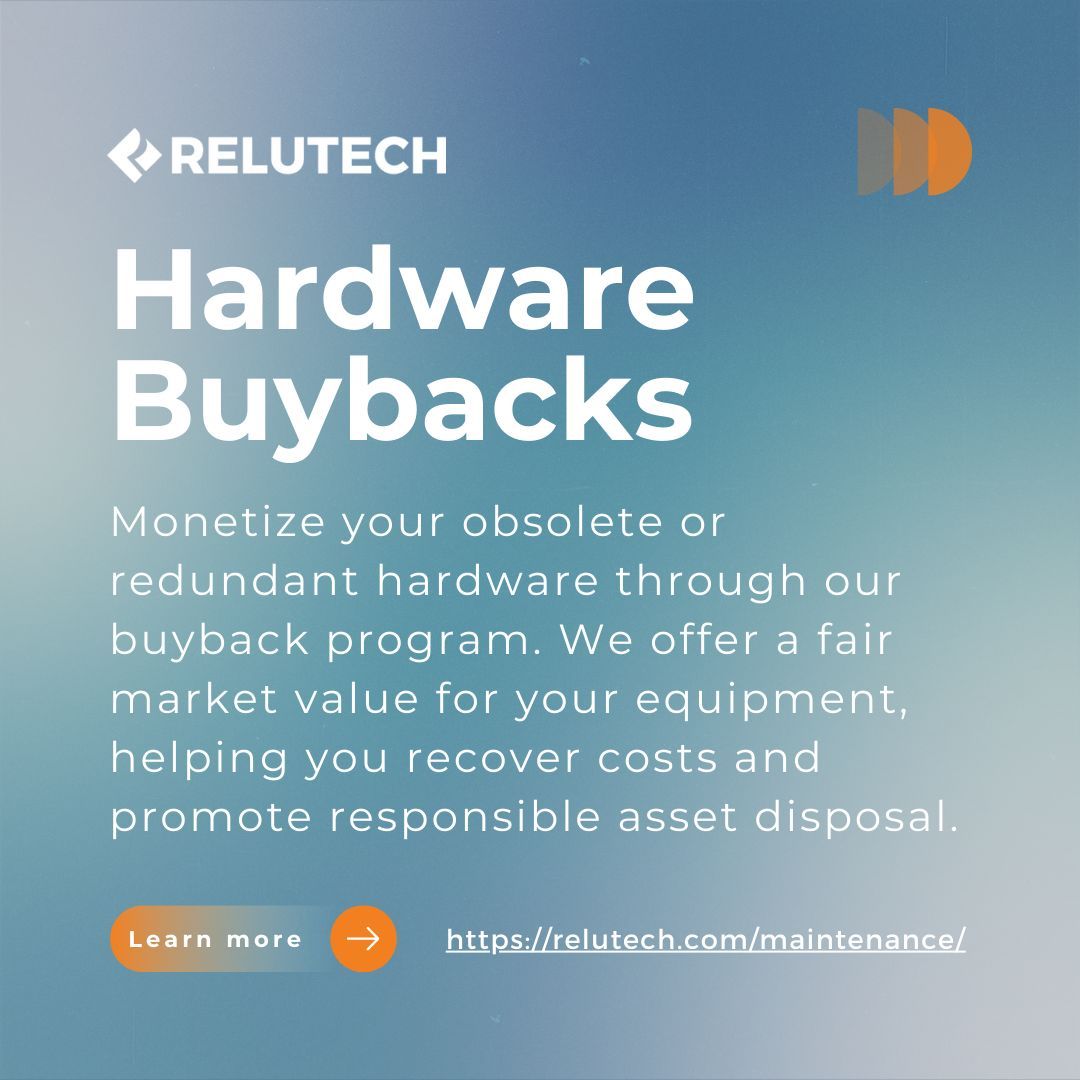 ReluTech's tweet image. Unlock Value in Old Hardware ♻️
With our Hardware Buyback program, transform your obsolete equipment into assets. Receive fair market value, recover costs, and champion responsible asset disposal. It's a win-win for your business and the environment. 🌍💼 #Sustainability