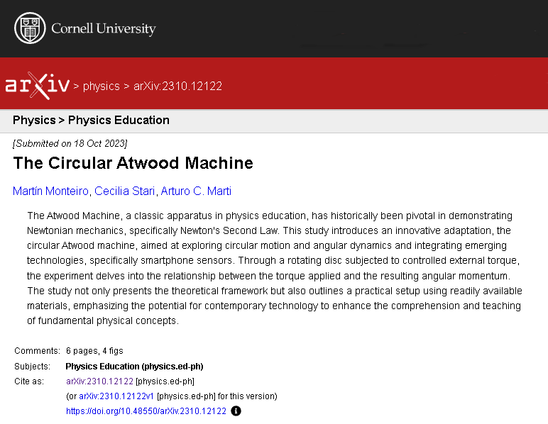 fisicamartin's tweet photo. The Circular Atwood Machine

📲 https://t.co/cO38n8JWL3

#SmarterPhysics #SmartphonePhysics #Physics #iteachphysics https://t.co/UBoW9KpXCx
