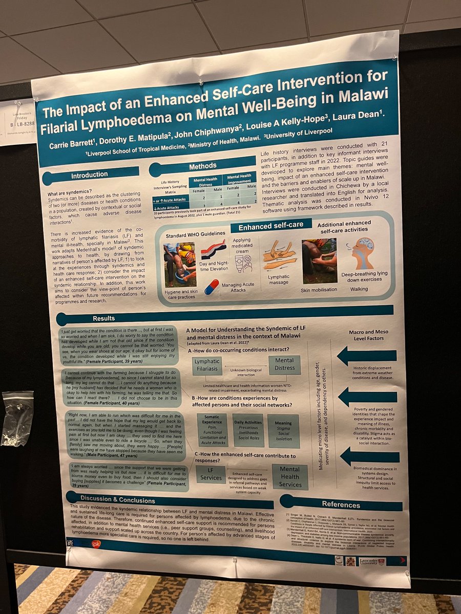 Great poster @ASTMH by @Carrie_Barrett_ exploring impact of enhanced self care for #mentalhealth and #lymphaticfiliariasis with learning for @REDRESS_Liberia
