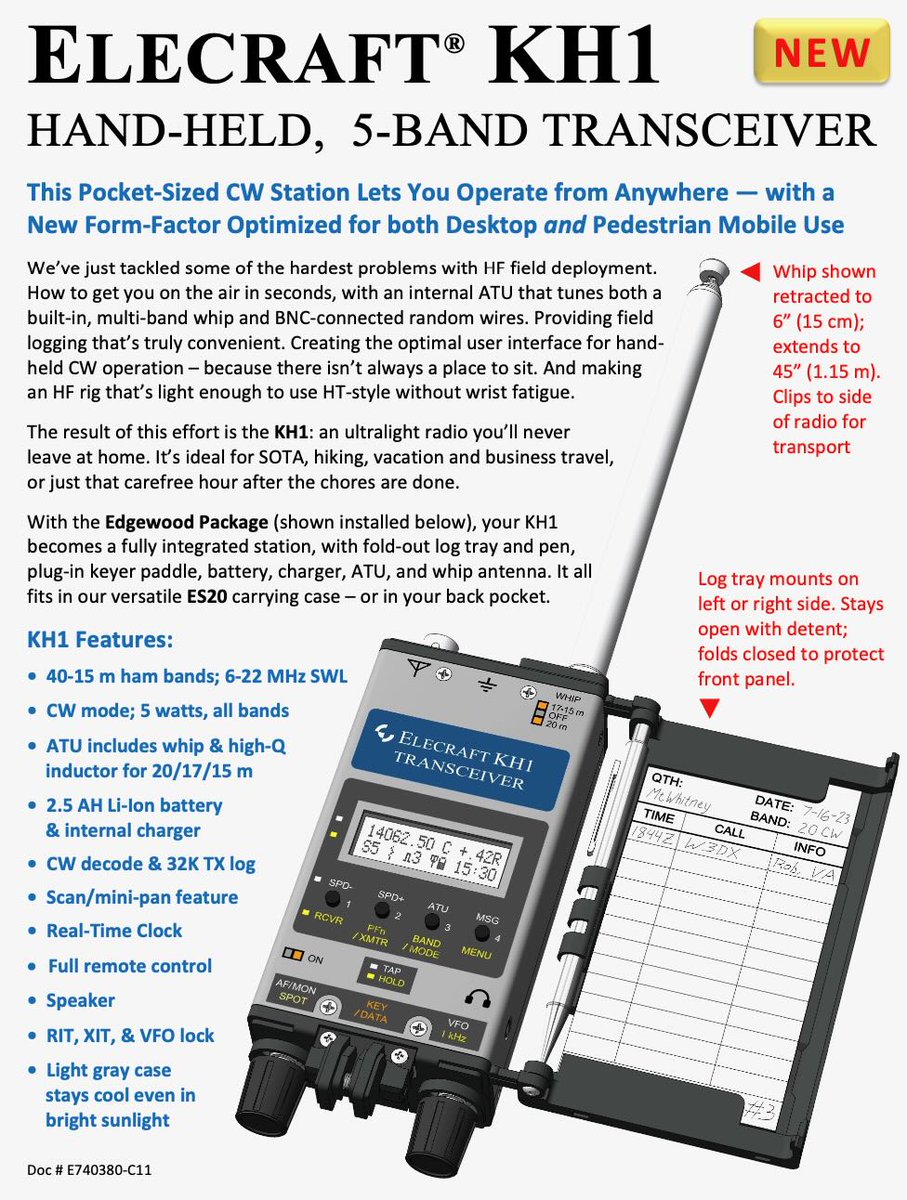 Introducing the new Elecraft KH1 handheld-portable CW QRP transceiver dlvr.it/SxkFB2