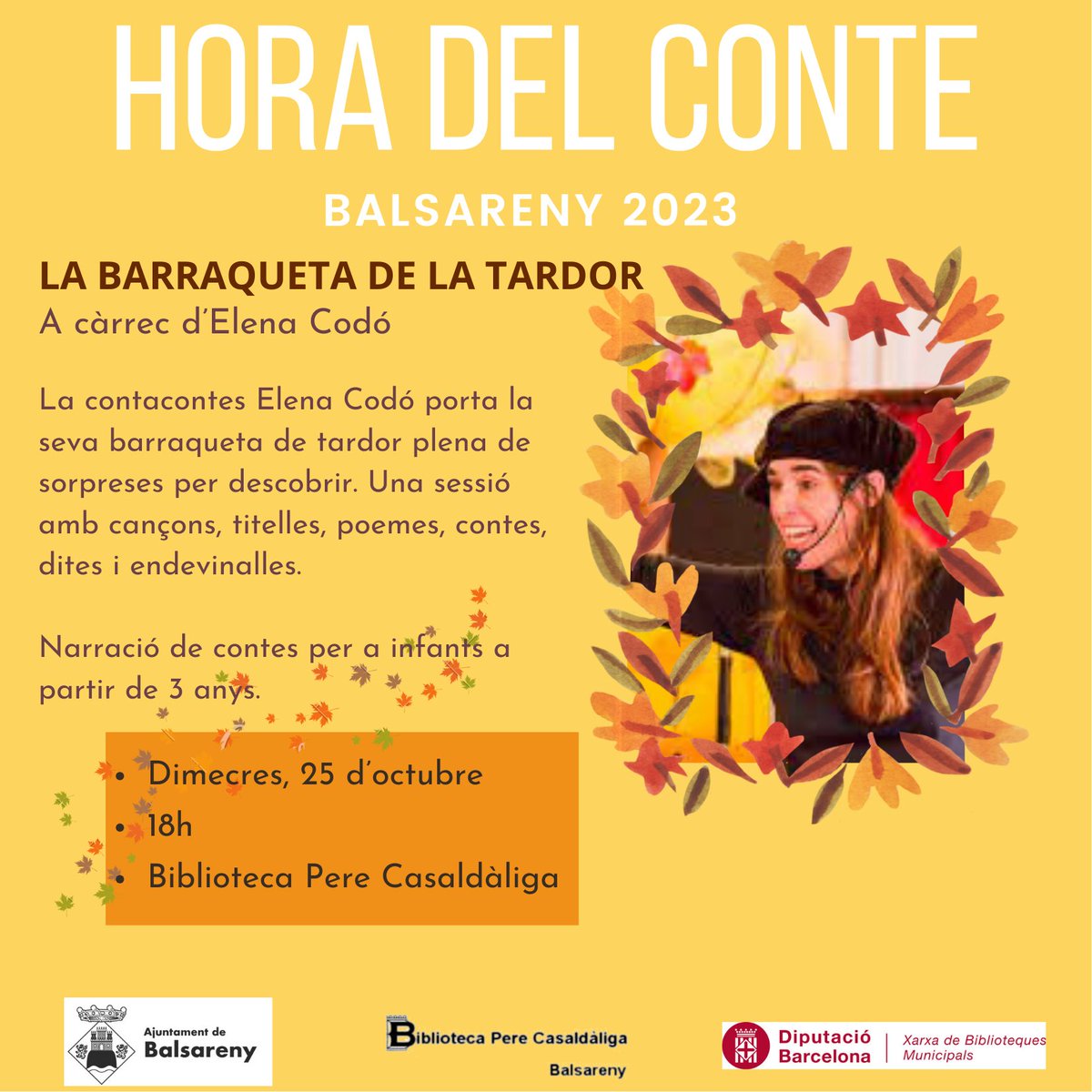 bbalsareny's tweet photo. 📌Apunteu a l'agenda: dimecres vinent toca l'hora del conte del mes d'octubre. Som-hi! 🤩 https://t.co/P6vABLgD5M