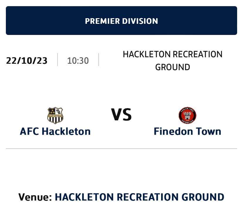 League action awaits!!!!! 💪🏻🤍🖤

<a href="/Danporter08/">Daniel Porter</a> and his team host Finedon Town at the Rec. 

Hopefully carry on the good start to the season! 

10:30 KO at Home. 

Good luck to <a href="/AFCHackletonRes/">AFC Hackleton Reserves</a> bring those points home lads 🤍🖤