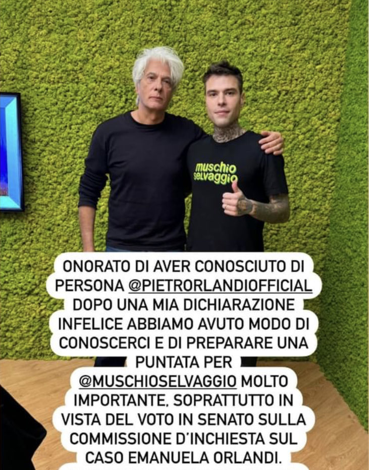 #EmanuelaOrlandi #PietroOrlandi #Fedez ⁦<a href="/pietroorlandi/">Pietro Orlandi</a>⁩ ⁦<a href="/Fedez/">Fedez</a>⁩ #MuschioSelvaggio