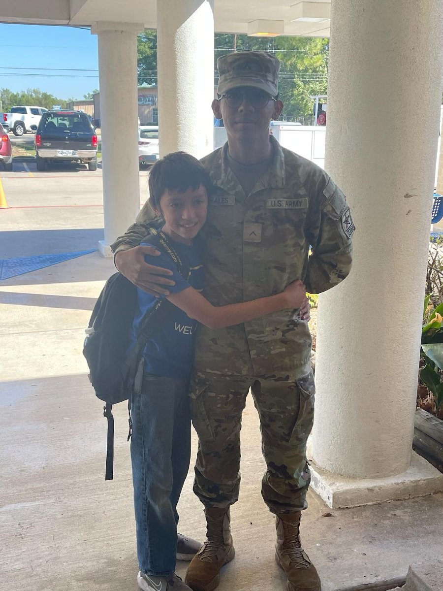 Juan Cervantes's brother, Matthew Morales, is in the military and came Friday 10/20 to surprise him! Matthew will be in town for about 3 weeks and is a former Porter Elementary Eagle as well! Thank you for your service! #ncisd #PES_Eagles