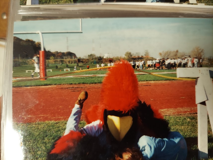 A tale in two acts.

Red is seen here, tackling some fellow <a href="/CatholicU_Cards/">Catholic University Athletics</a>  in this newly-donated photo album of 1996-1997 <a href="/CathUMinistry/">The Catholic University of America Campus Ministry</a>  activities!