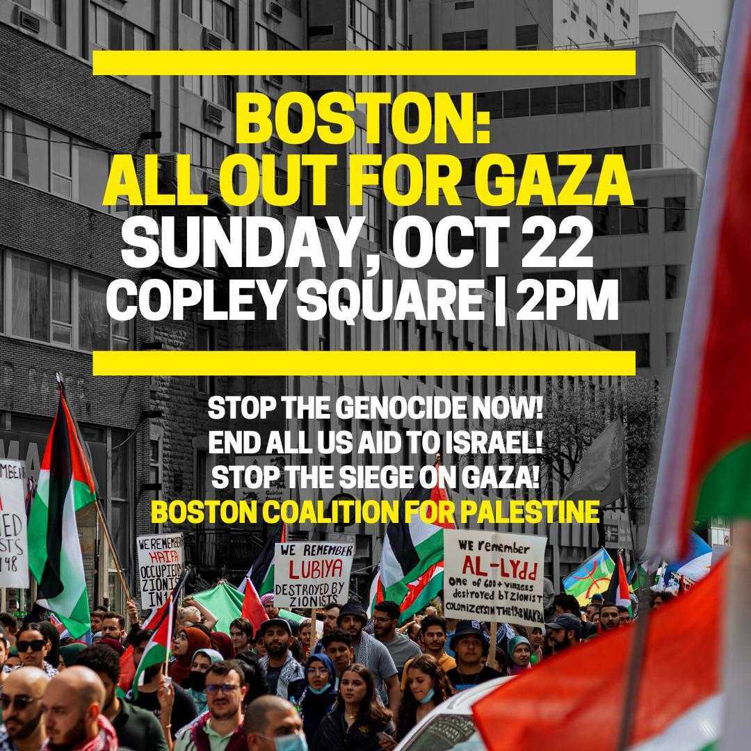 MutualAidMAMAS's tweet photo. Mutual aid envisions a world where everyone's needs are met: water, food, shelter, medical care, and safety. Today, Palestinians have none of these. Join the Boston Coalition for Palestine Sunday at 2pm in Copley. https://t.co/WhXO9aZJSa