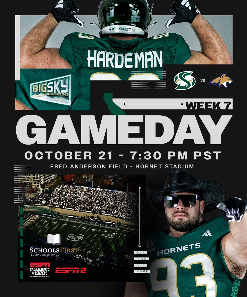 SacHornetsFB's tweet photo. Under the lights🌃

⏰ 7:30 PM PT
🏟️ Fred Anderson Field at Hornet Stadium
🎟 https://t.co/fcd5d8eATS
📺 ESPN2 | ESPN 1320 

#StingersUp | #GreenSwarm https://t.co/2UVqZh1ZhP