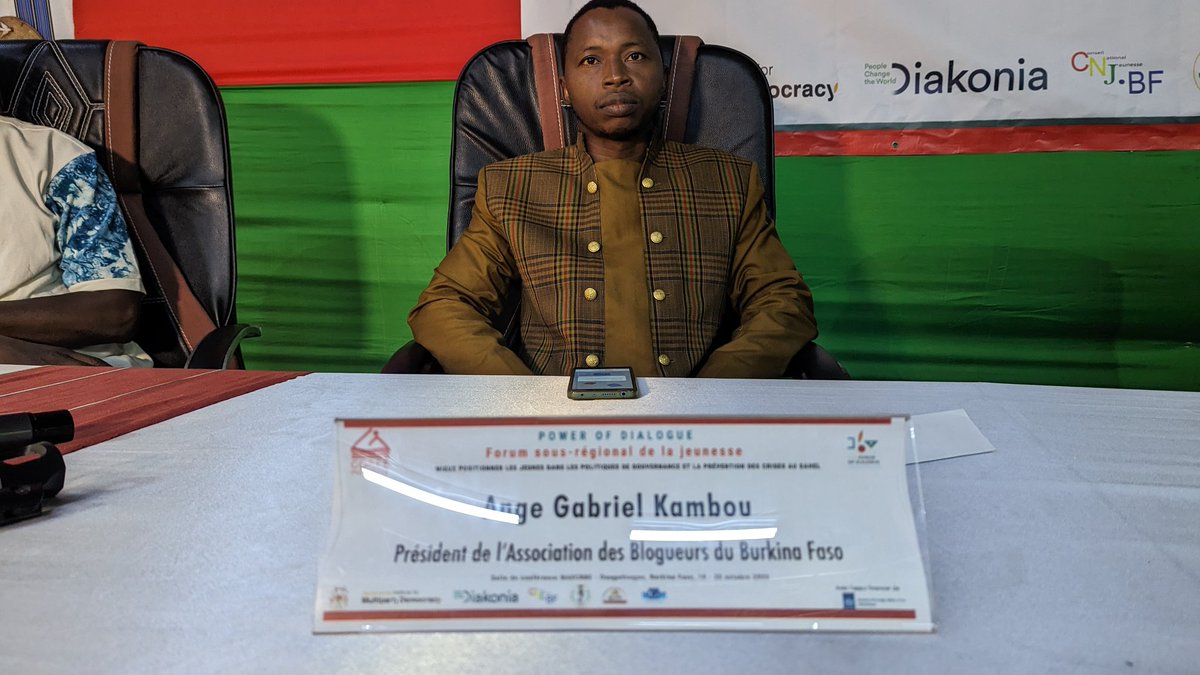 KaboreMilda's tweet photo. "J'ai découvert en 2006 le blog, où je  canalisais les rédactions avec une ligne éditoriale"

Ange Gabriel Kambou, Président se l'Association des Blogueurs du Burkina
---
#forumdelajeunesse 
#powerofdialogue
#gyla2023
#GoreeInstitute
#BlogueursBF https://t.co/qp77wHjSZQ