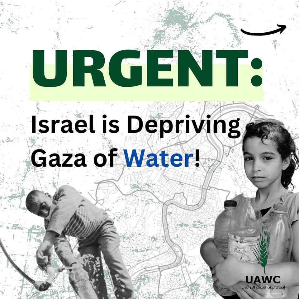 Israel is Bombing and Depriving +2.000.000 Palestinian Population Living in Gaza of #Water (more than 1.000.000 are Childrens!) #StandUp4HumanRightsNOW RT / Source @UAWC1986: facebook.com/story.php?stor… #ViaCampesinaPalestine #LaViaCampesina #Palestine #HumanRights @via_campesina