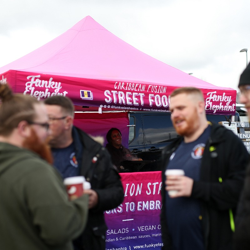sloughtownfc's tweet photo. We're delighted to welcome both @FunkyElephantCo and @BombayishUK to Arbour Park tomorrow!

Bombayish will offer Indian street food, including tikka and kebabs, and Funky Elephant will have Caribbean Fusion street food, including jerk chicken, curry goat and more! 🤤

#OneSlough