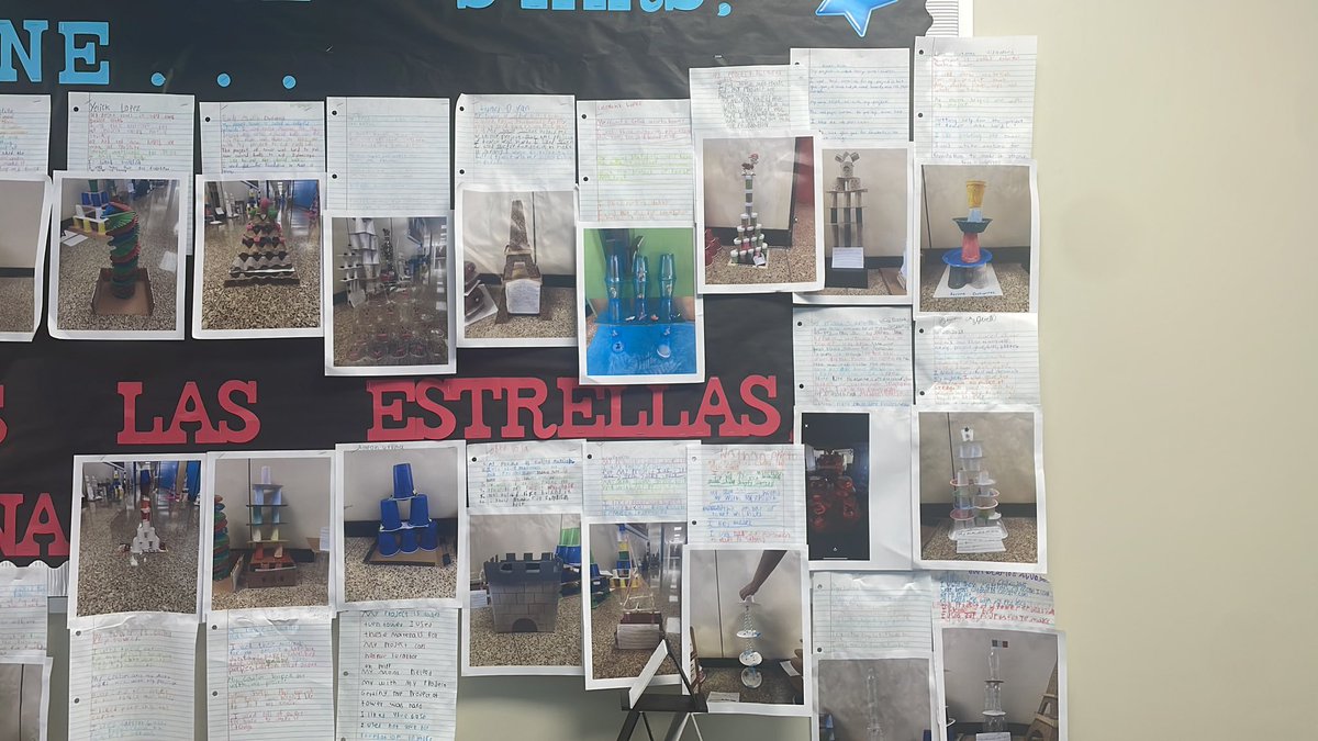 Stephens 3rd bilingual towering over all their hard work. Demonstrating materials to use to create and modify building such as towers.@StephensES_AISD @jamologan @AldineSTEM @JuanitaHutto @drgoffney