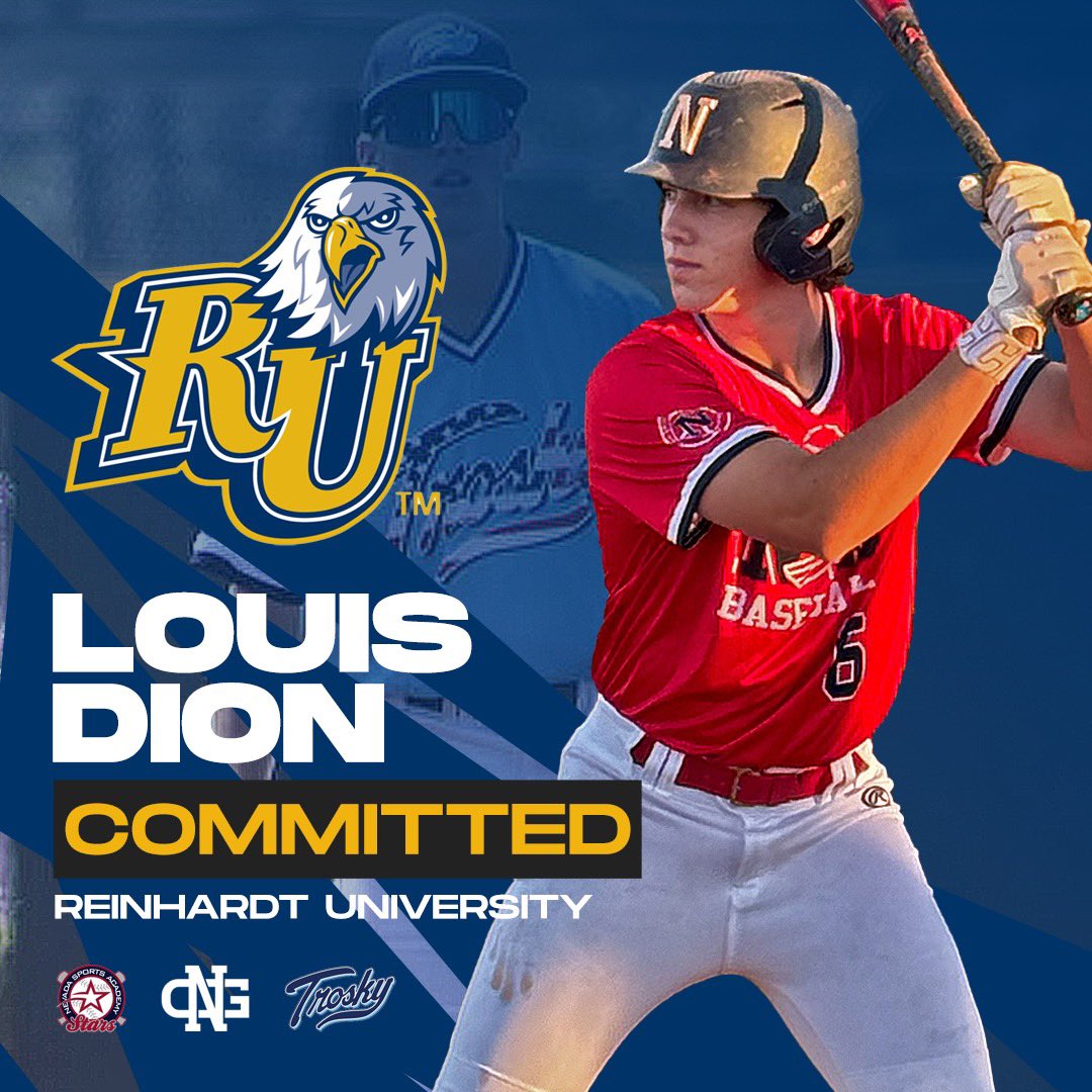 Louis_Dion6's tweet photo. I am extremely grateful to announce my commitment to Reinhardt University. I am blessed to receive this opportunity to continue my baseball and academic career. Thank you to my Family, Coaches, and everyone who has supported me along my journey. #goeagles💙💛 https://t.co/ZtlrT7Nu7k