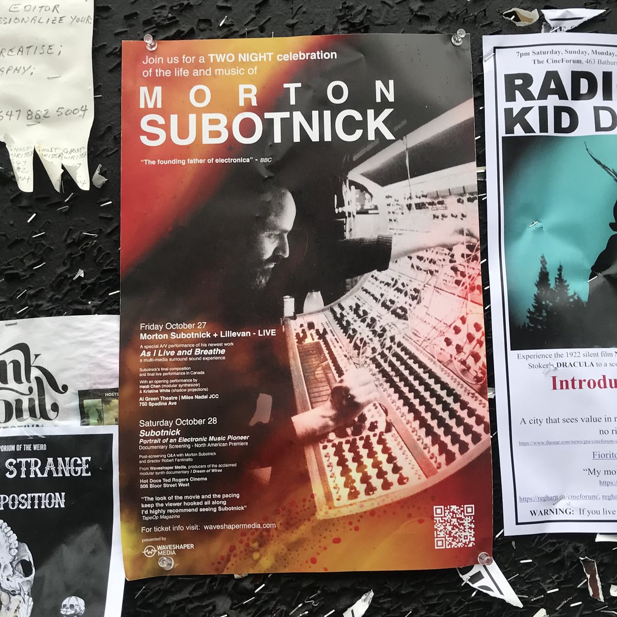 I Dream Of Wires (@idowdocumentary) on Twitter photo Morton Subotnick in Toronto — one week from today!
Fri 10/27 — live in concert
Sat 10/28 — <a href="/SubotnickFilm/">Subotnick: Portrait of an Electronic Music Pioneer</a> documentary screening
-> Morton Subotnick + @Lillevan LIVE A/V
— tix: SUBOTNICK.eventbrite.ca
-> <a href="/WaveshaperMedia/">Waveshaper Media</a> documentary <a href="/HotDocsCinema/">Hot Docs Cinema</a>
— tix: hotdocs.ca/whats-on/films… Morton Subotnick in Toronto — one week from today!
Fri 10/27 — live in concert
Sat 10/28 — <a href="/SubotnickFilm/">Subotnick: Portrait of an Electronic Music Pioneer</a> documentary screening
-> Morton Subotnick + @Lillevan LIVE A/V
— tix: SUBOTNICK.eventbrite.ca
-> <a href="/WaveshaperMedia/">Waveshaper Media</a> documentary <a href="/HotDocsCinema/">Hot Docs Cinema</a>
— tix: hotdocs.ca/whats-on/films…
