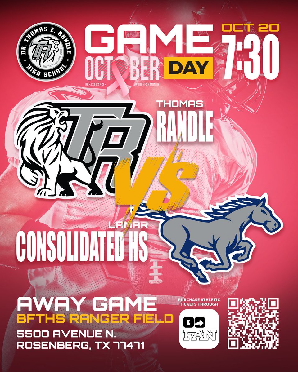 Estevan Murillo III (@estevanmurillo3) on Twitter photo π¦πTONIGHT: Join us under the Friday night lights as we cheer on our <a href="/RandleHS/">Randle High School</a> Lions against the <a href="/THELamarCHS/">Lamar Consolidated High School</a> Mustangs Pink Out game!π Let's support our lions as we also show support for October Breast Cancer Awareness Month! ππ£<a href="/RandleFootball/">TRHS Lions Football</a> <a href="/BrianRandle40/">#nodayzoff</a> <a href="/LamarCISD/">Lamar CISD</a> π¦πTONIGHT: Join us under the Friday night lights as we cheer on our <a href="/RandleHS/">Randle High School</a> Lions against the <a href="/THELamarCHS/">Lamar Consolidated High School</a> Mustangs Pink Out game!π Let's support our lions as we also show support for October Breast Cancer Awareness Month! ππ£<a href="/RandleFootball/">TRHS Lions Football</a> <a href="/BrianRandle40/">#nodayzoff</a> <a href="/LamarCISD/">Lamar CISD</a>