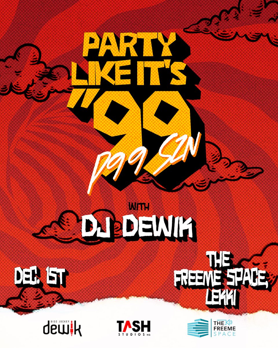 heisdiggles's tweet photo. Lets kick off Detty December with a bang and Party Like its 99. Create unforgettable memories with music and vibes.  Zero bad vibes. #P99SZN   

Sign up to attend: https://t.co/FPgiXa75kU  Venue: The FreeMe Space. Lekki - Lagos https://t.co/Izw3kPyyYM