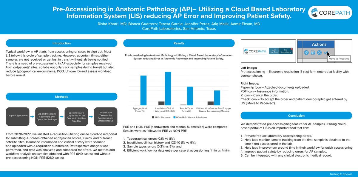 RishaKhatri's tweet photo. #BestLabPracticeAward #ASCP2023 Thank you to all who came to discuss to discuss Pre-Accessioning. I was surprised to see how big of a problem it is nationwide & happy to see the enthusiasm of all lab professionals who want to see this how this can be implemented in their systems. https://t.co/ERi5SsnczC