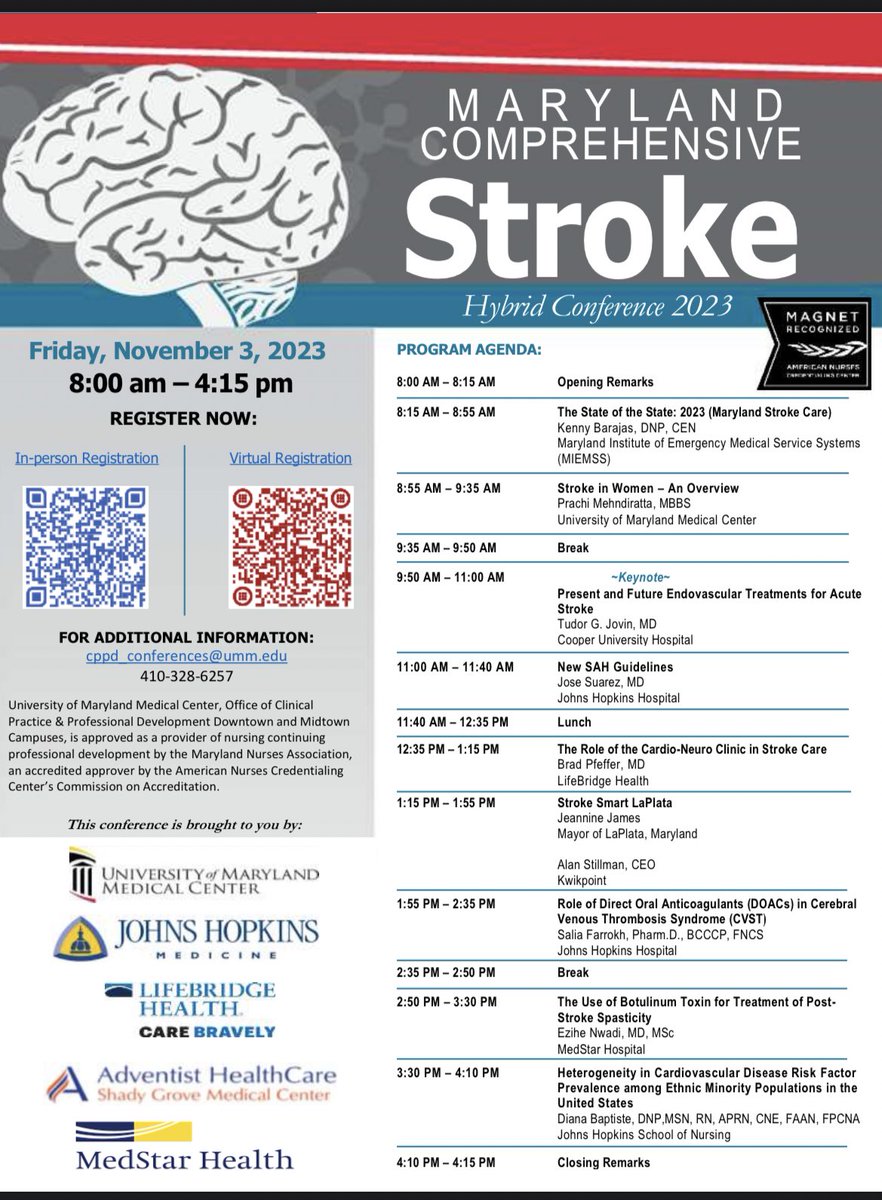Caitlin Palmisano, DNP, CRNP, SCRN (@caitpalmisanonp) on Twitter photo The Maryland Comprehensive Stroke Conference is right around the corner on 11/3! Great speakers (including <a href="/salia_farrokh/">Salia Farrokh, PharmD, BCCCP, FNCS</a> ) and CMEs are available. Click the QR code to register! The Maryland Comprehensive Stroke Conference is right around the corner on 11/3! Great speakers (including <a href="/salia_farrokh/">Salia Farrokh, PharmD, BCCCP, FNCS</a> ) and CMEs are available. Click the QR code to register!