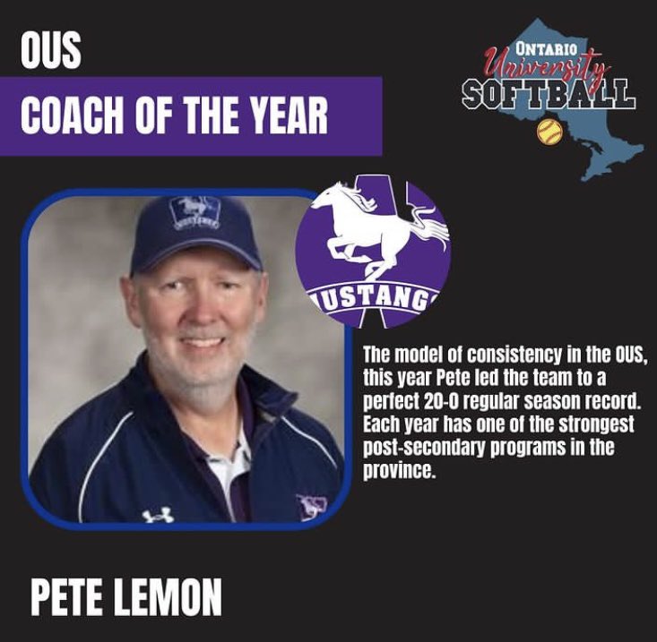 Congratulations Coach Pete - OUS Coach of the Year. @WesternMustangs #RuthWithUs