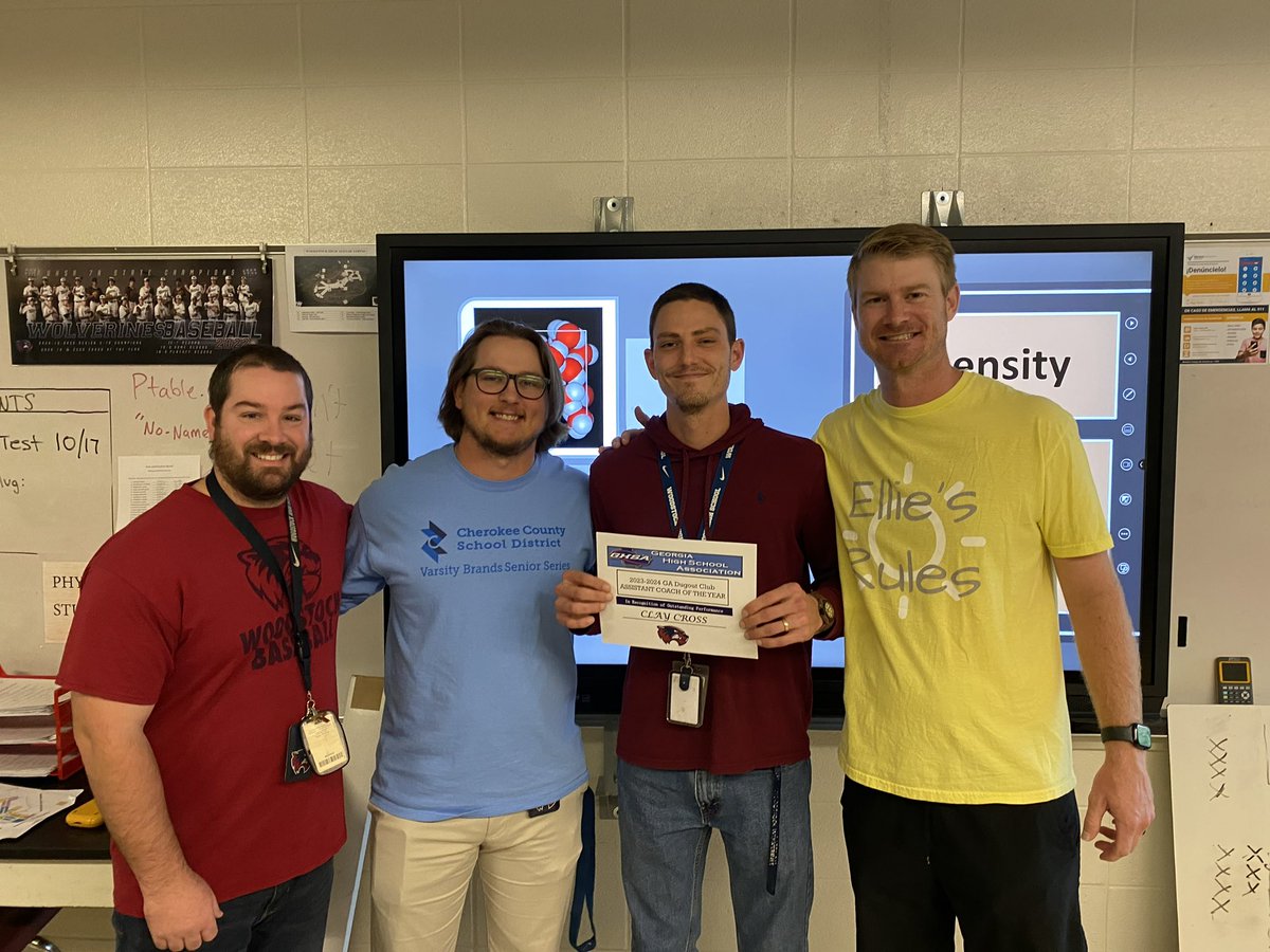 WHSWoodBaseball's tweet photo. Congratulations to Coach Cross!!
Coach Cross has earned the recognition as the 2023-2024 GA Dugout Club Assist Coach of the Year. He has been on the baseball staff since 2019. He is a great coach and mentor, and we are lucky to have him at Woodstock HS. https://t.co/27Y205HVYY