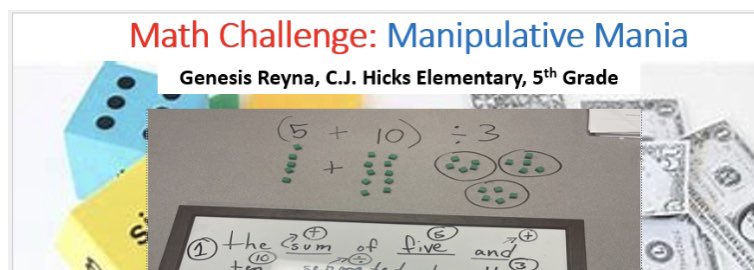 RcpsMath's tweet image. Shout out to Ms. Reyna @CJHicksElem! She is the first teacher to submit a manipulative challenge! @GaDOEMath #RCPSMathChallenge