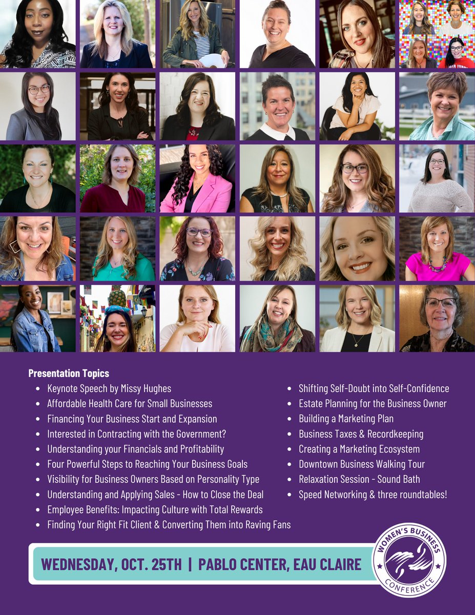 The 20th Annual Women's Business Conference is just around the corner, and we couldn't be more grateful to all the amazing speakers who are willing to share their time and expertise with all of us! Be sure to get your tickets this weekend: womensbusinessconference.com/income-eligibi…
