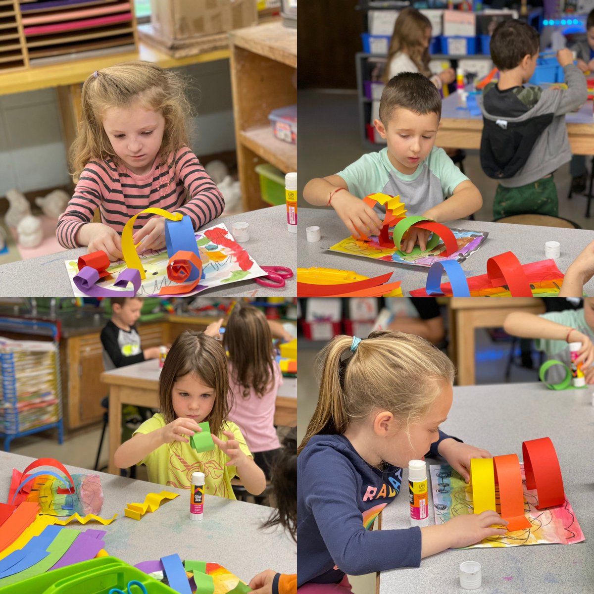 FulmarArt's tweet photo. Kindergarten line sculptures coming to life! A sticky and messy project but fun all around! @FulmarsFinest https://t.co/34g2Xl09d4