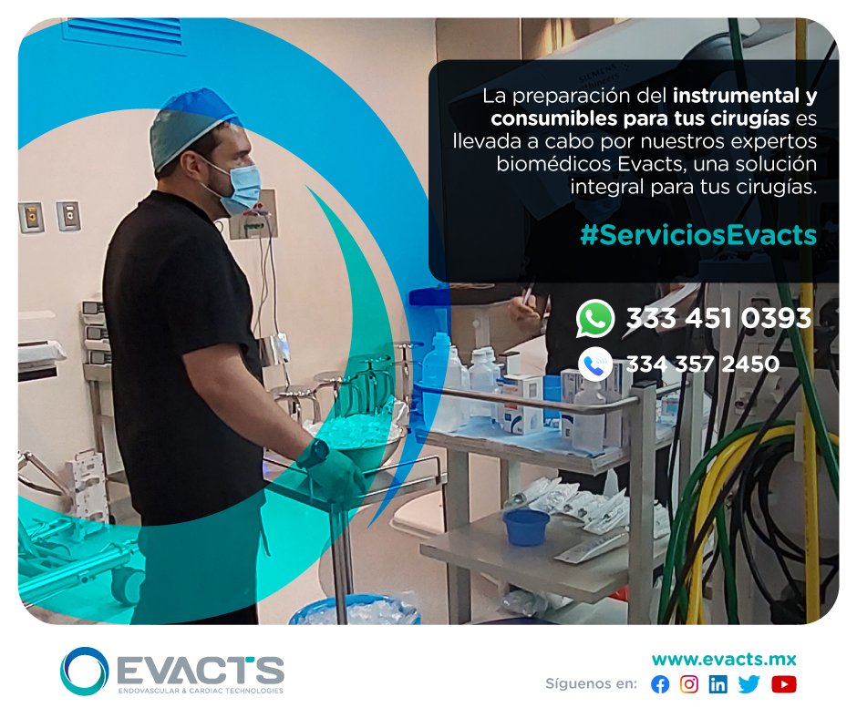 Evacts_mx's tweet photo. #ServiciosEvacts
La Preparación del instrumental y consumibles para tus cirugías es llevada a cabo por nuestros expertos biomédicos Evacts, para que tú, como cirujano, estés seguro de que todo está controlado.
Renta de equipos, venta de insumos y Servicio Integral para Cirugía https://t.co/FlXeUWqEdF
