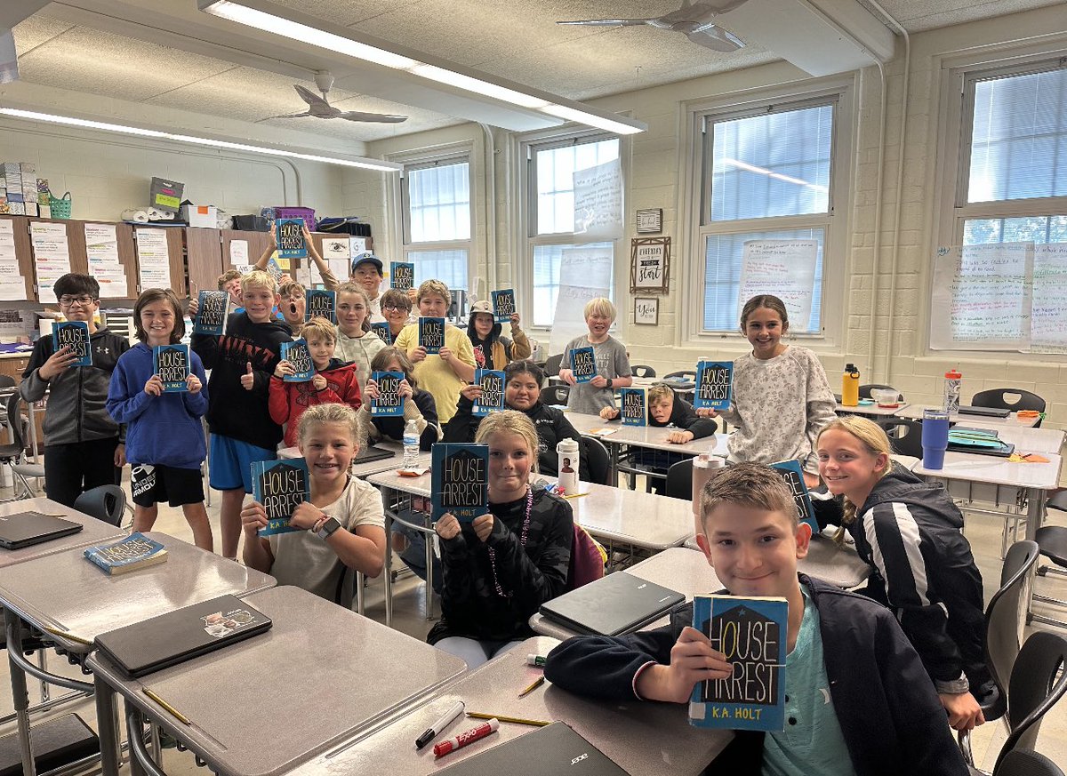 Another group of kids finished my all time favorite read House Arrest! They already convinced me to read Knockout. <a href="/karianneholt/">K.A. Holt 🏳️‍🌈</a> <a href="/BIS_principal/">Berry Principals</a> <a href="/LCS_BC/">Lebanon City Schools</a>