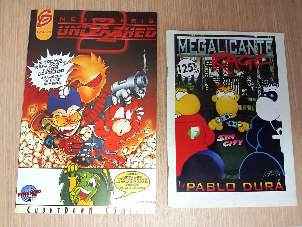 edoanki's tweet photo. Nuevos fanzines de #Fanhunter para la colección,  incluyendo el difícilísimo nº1 de Megalicante Rage, de @PabloDuraWriter ! (en Whakoom sólo lo tengo yo XD) Por cierto que tiene dedicatoria para un tal Miguelón.  Neo-Barris Unleashed 2 viene con ilustración del gran @Adrikable ! https://t.co/YRiRsAmPUU
