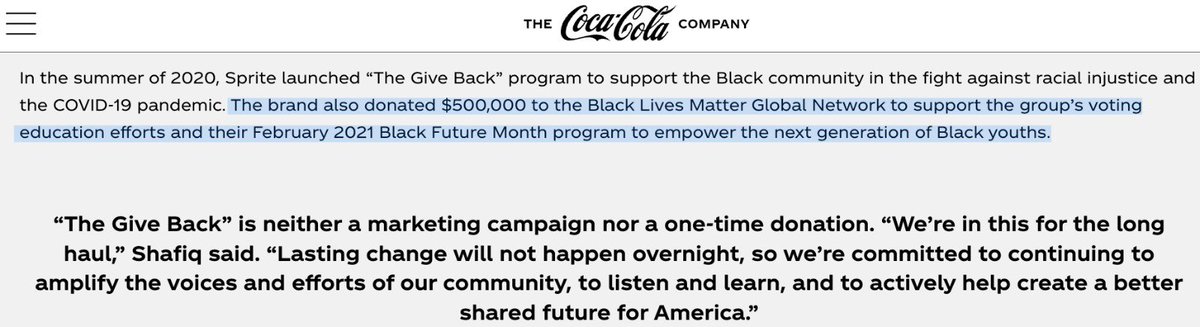 tedcruz's tweet image. CAUGHT RED-HANDED. @CocaCola deletes its support for BLM.

One screenshot is of @CocaCola's website before BLM supported Hamas parachuting into a concert to kill Israeli civilians.

The other is from this morning.

Editing your website is not enough. Americans DEMAND an apology.