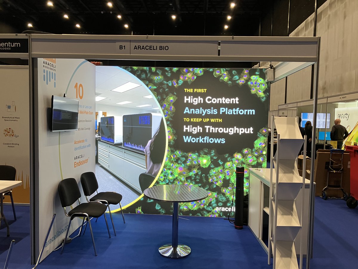 AraceliBio's tweet photo. @ELRIG_UK  DD2023 was a blast!! 

Our team loved hearing about the challenges and wins in #drugdiscovery and got to share the impact of Araceli Endeavor®, the first #highcontentscreening platform to keep up with #highthroughput workflows. 

Check it out: https://t.co/T0KHx8xSNV https://t.co/OaUPNyHkJs