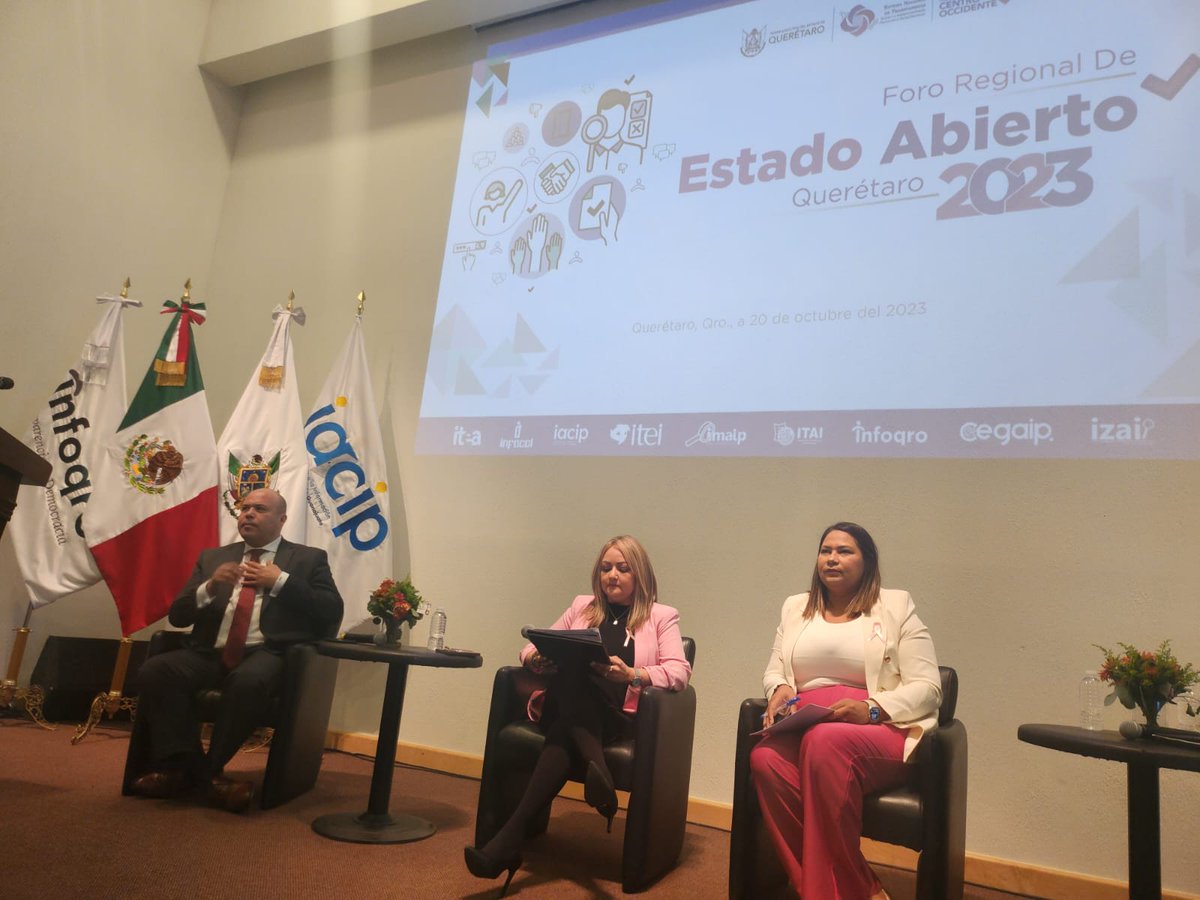 Cegaip's tweet photo. #ForoRegional
Participamos de manera entusiasta en el Foro Regional de Estado Abierto organizado por al Región Centro Occidente del Sistema Nacional de Transparencia en la Ciudad de Querétaro, en la Mesa Estrategias de Apertura Institucional.
#MerecesSaber https://t.co/vTH8bOrUuq